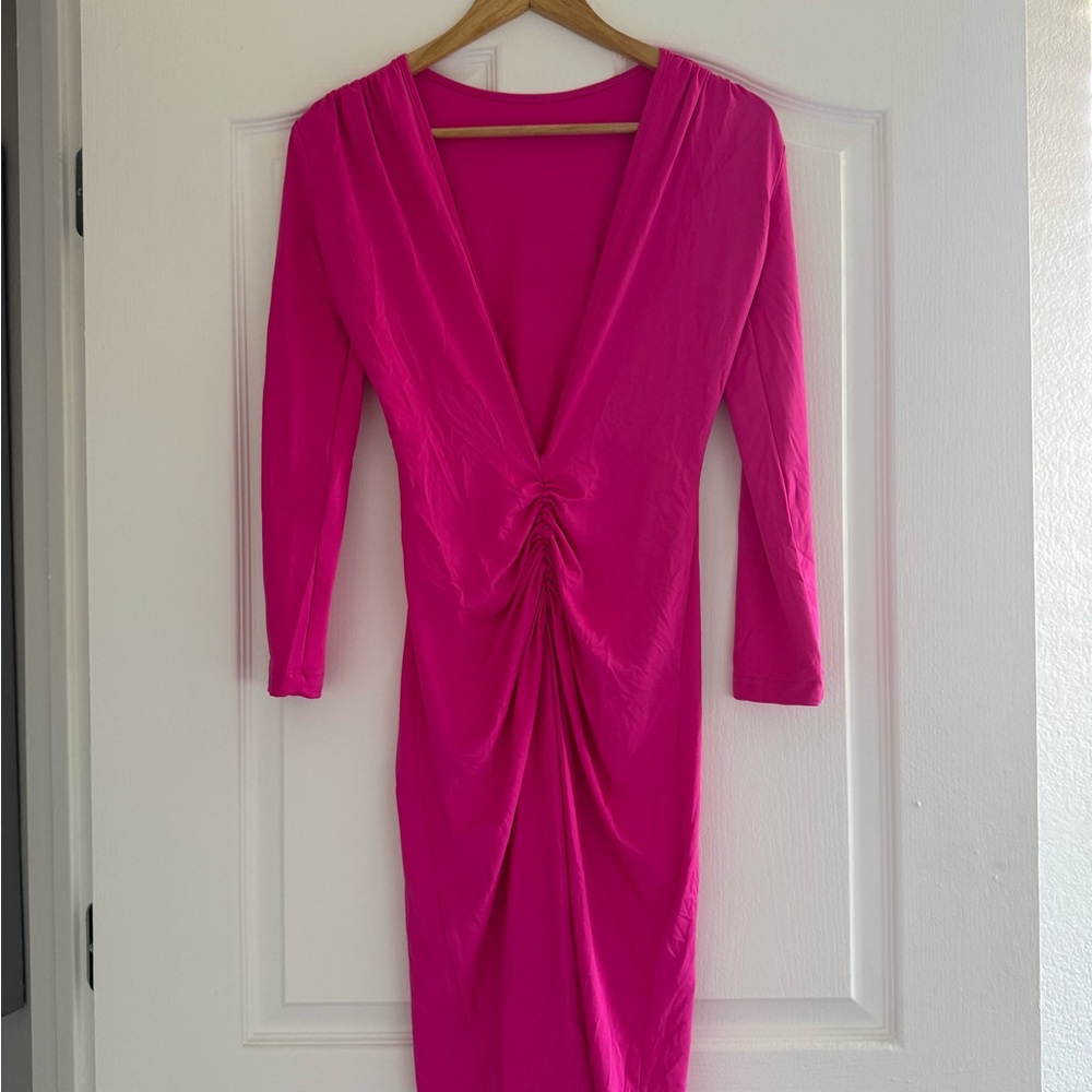 Vibrant Fuchsia Long Sleeve Dress